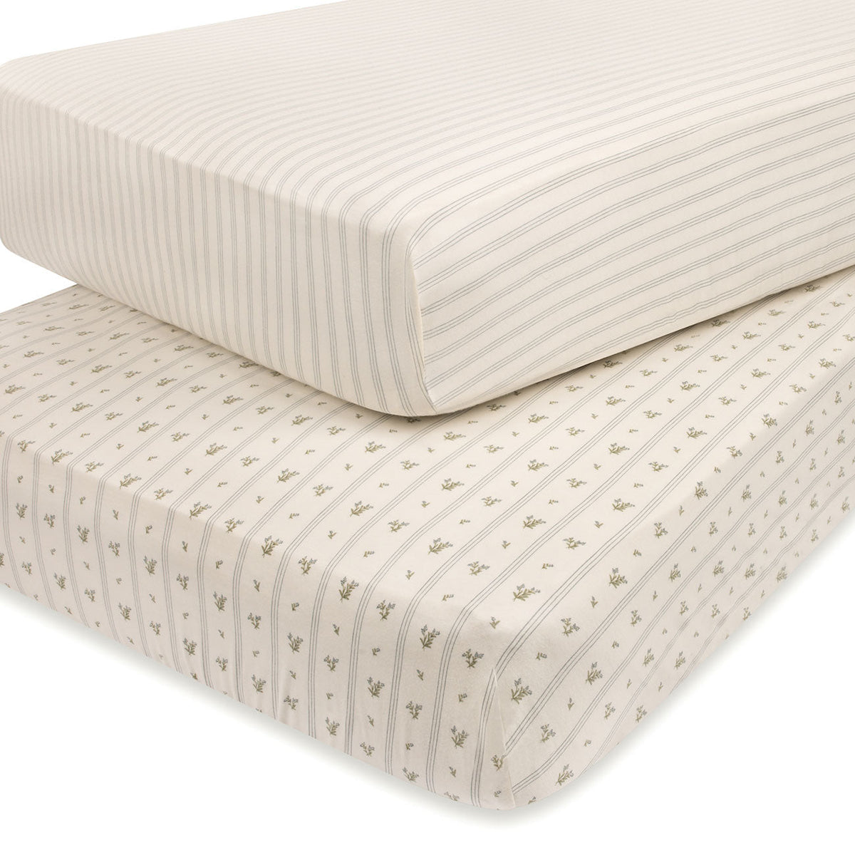 Forro para Cuna Floral y Líneas Set/2