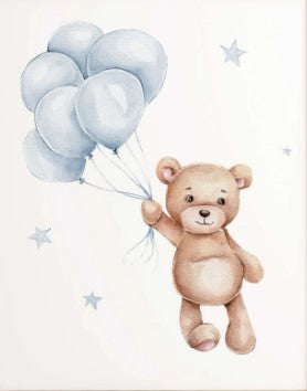 Cuadro  Oso con Globos Azules