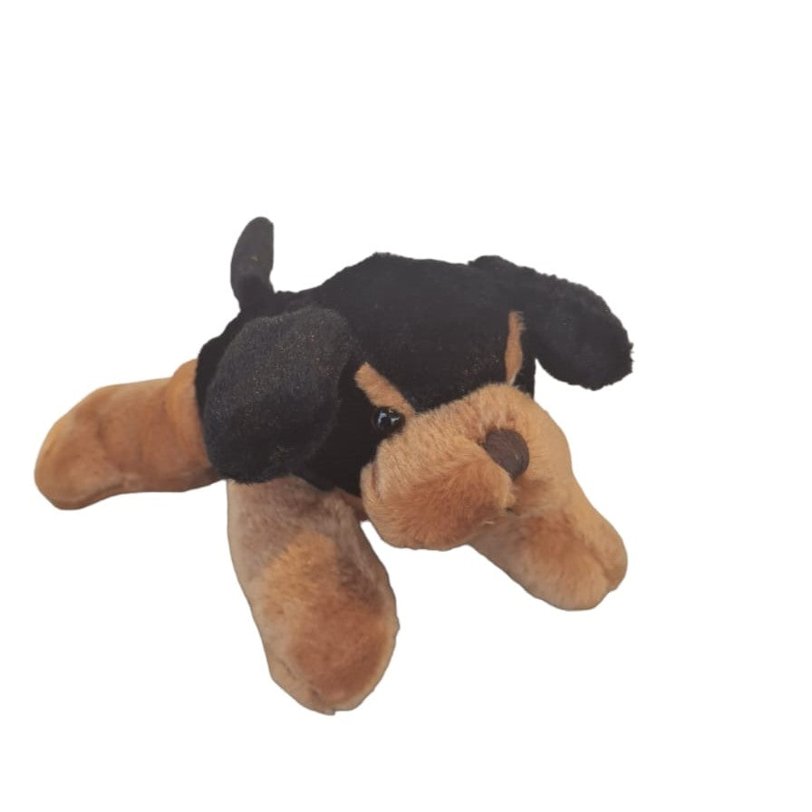 Peluche Perro Pusky Negro/Crema