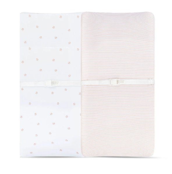 Funda para Cambiador Tulipanes y Rayas Set/2
