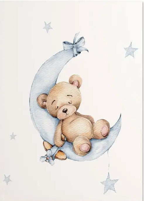 Cuadro Canvas Oso Luna Azul