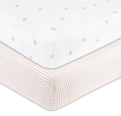 Forro para Cuna Tulipanes y Rayas Set/2