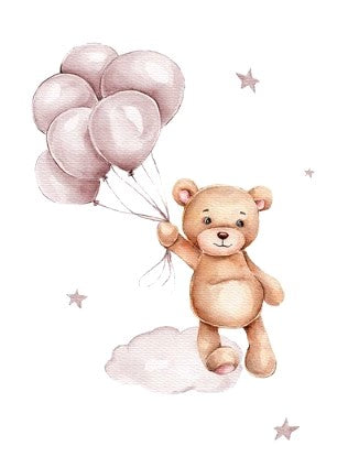 Cuadro Oso con Globos Rosados