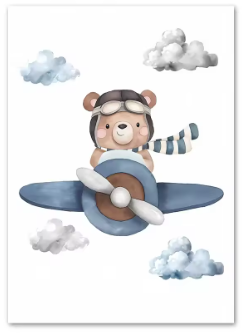Cuadro Oso en Avión