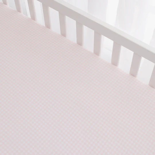 Cotton Jersey Fitted sheet Pink Gingham