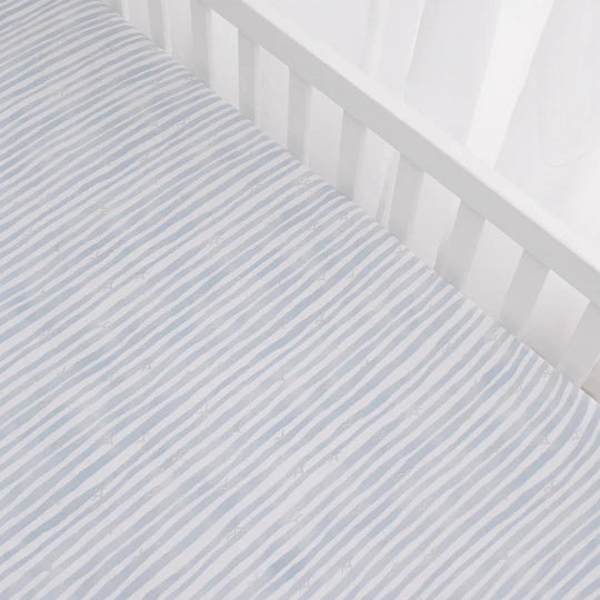 Cotton Jersey Fitted Sheet Blue stripes