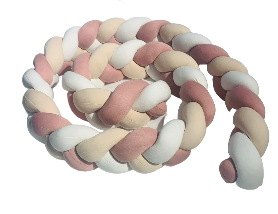 Bumper Trenzado Blanco/Taupe/Palo Rosa