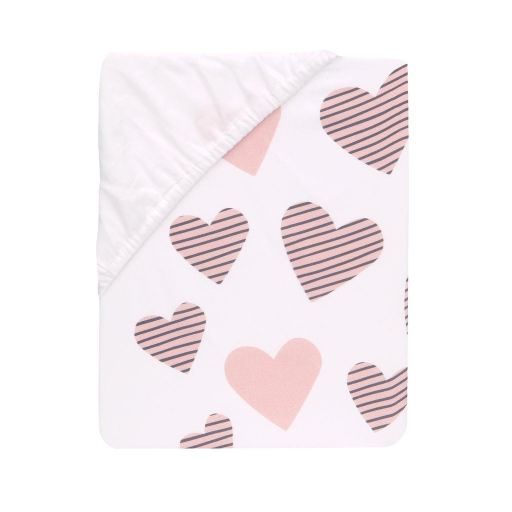 Crib Fitted Sheet- Heart to Heart